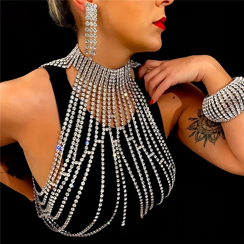 Body Jewelry High End - Luxury crystal chest chain, retro and