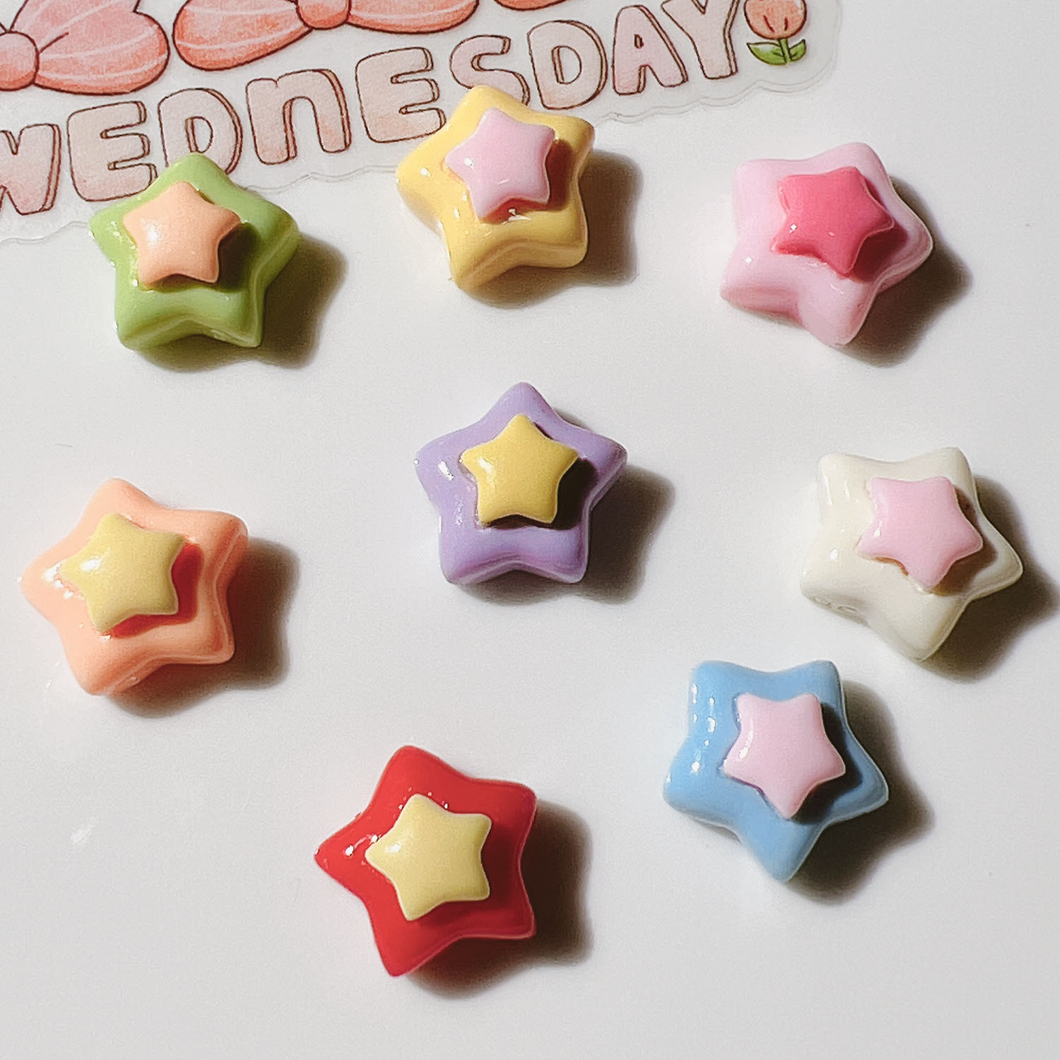 Star Flat Back - 30Pcs Mini Double Layer Star Resin