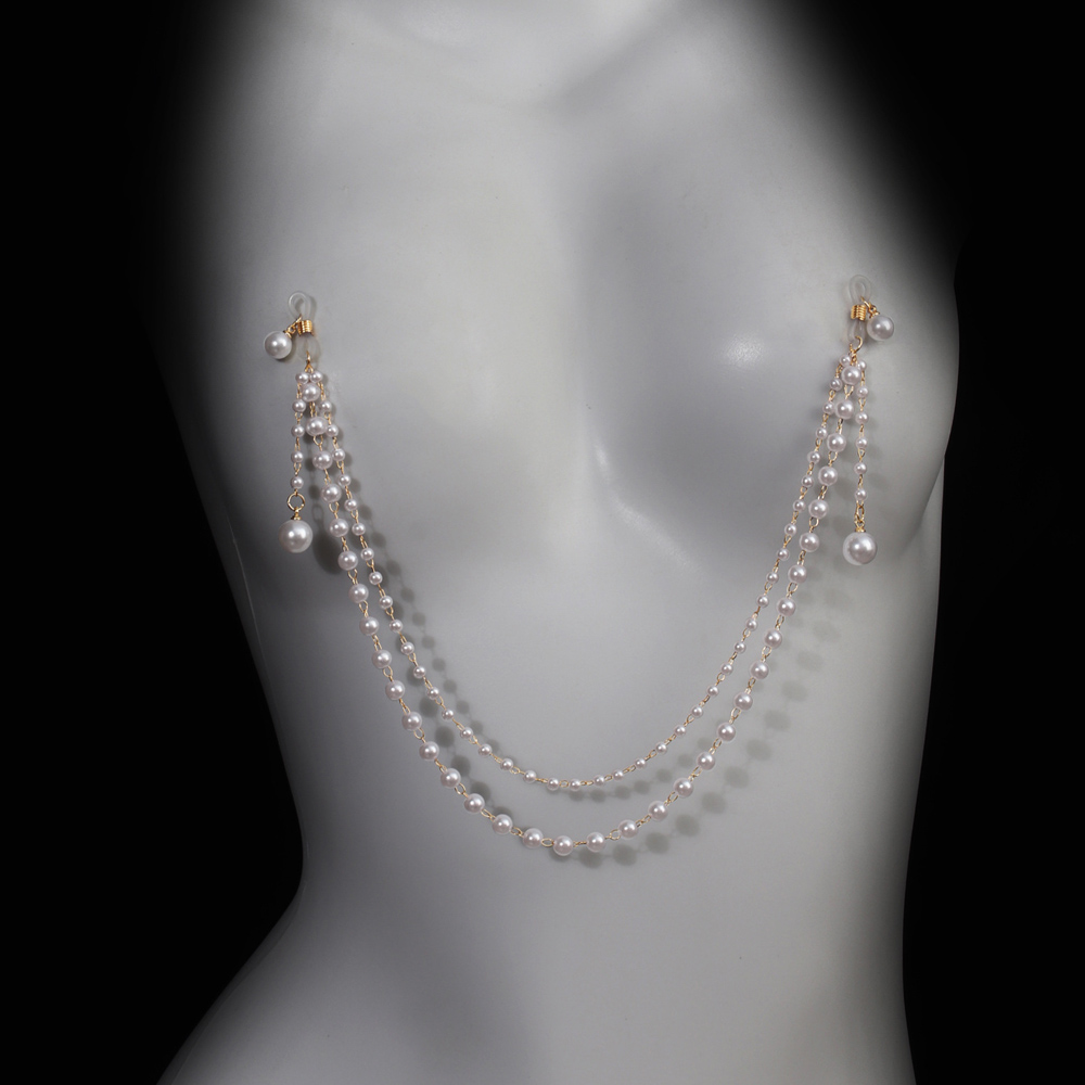 Body Jewelry Piercing - Imitation Pearl Tassel Chest Chain Bra