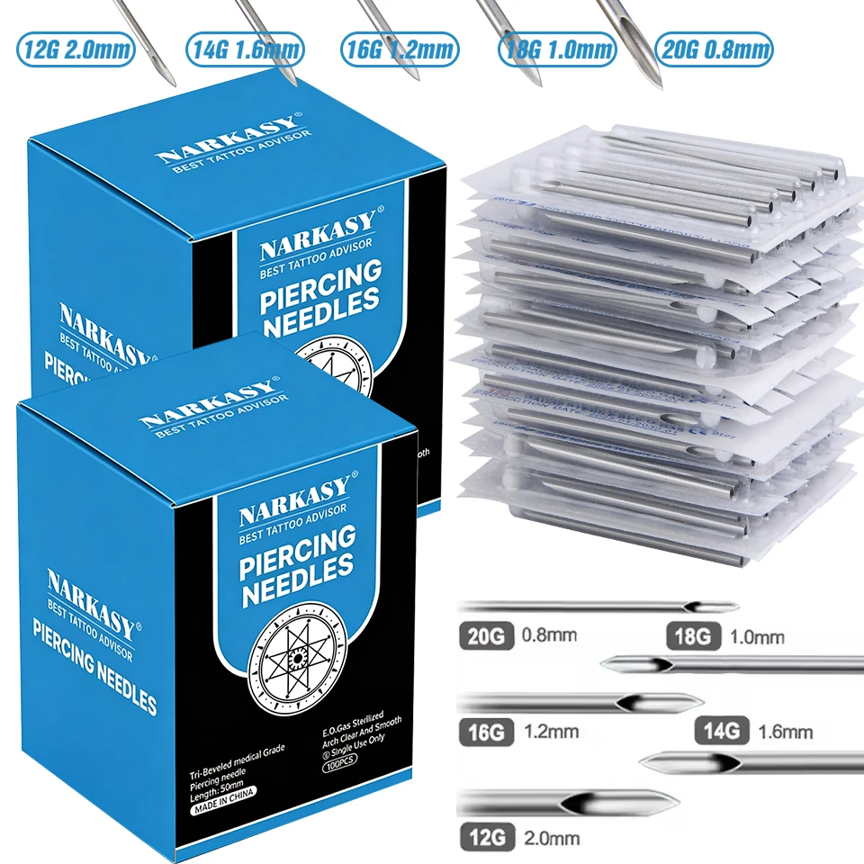 Body Jewelry Tattoo - 200/100/50/20PCS Narkasy Piercing Kit Sterilized Body