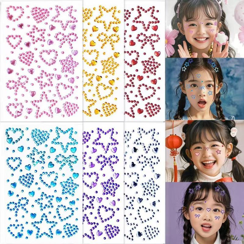 Body Jewelry Stickers - 1 Sheet Colorful Self Adhesive Face