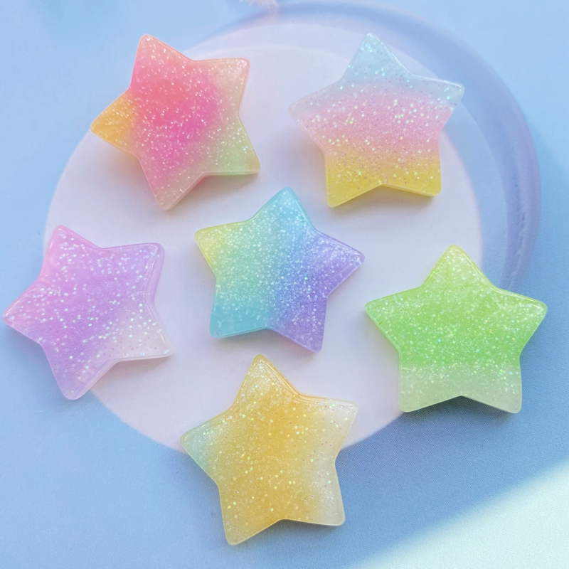 Star Flat Back - 10Pcs Kawaii Cute Mixed Colorful Stars