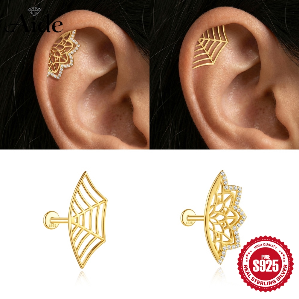 Star Flat Back - AIDE 925 Sterling Silver Skeletonized Lotus
