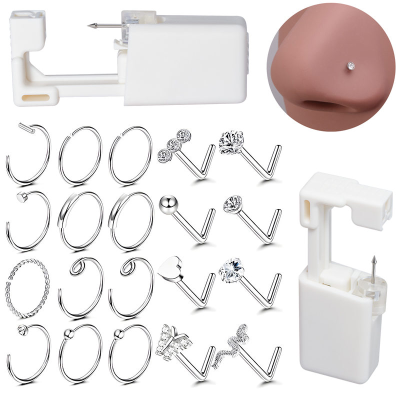 Body Jewelry Art - 22Pcs Nose Piercing Kit Disposable Nose