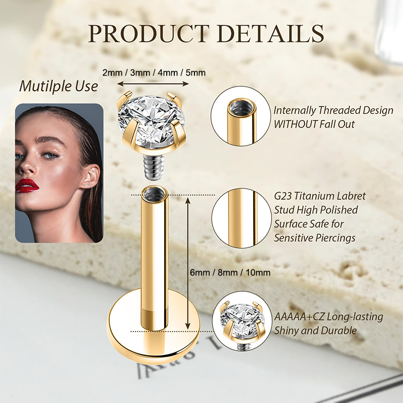 16G Titanium Internally Thread - Body Jewelry Labret review and price