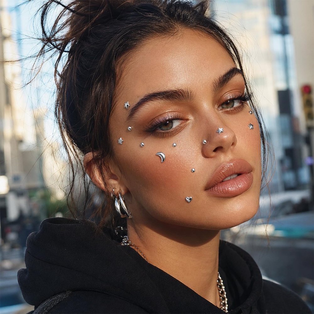 Fake Piercings Balls Stick on  - Body Jewelry Labret review and price