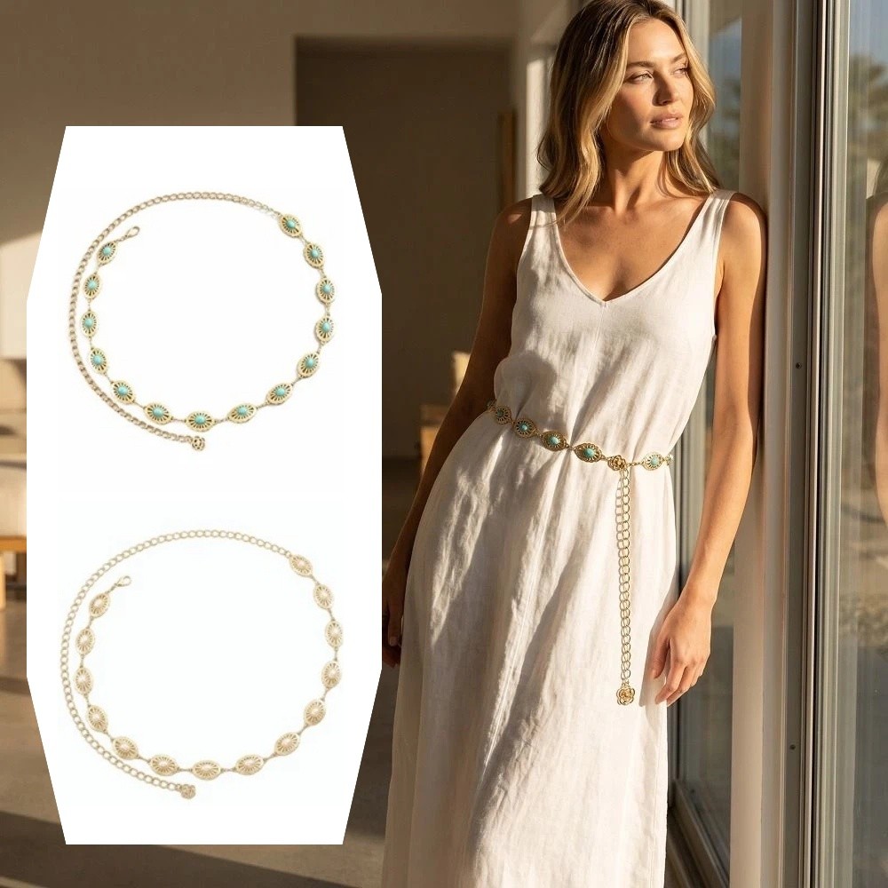 Retro Metal Chain Waist Belt O - Body Jewelry Luxury review and price
