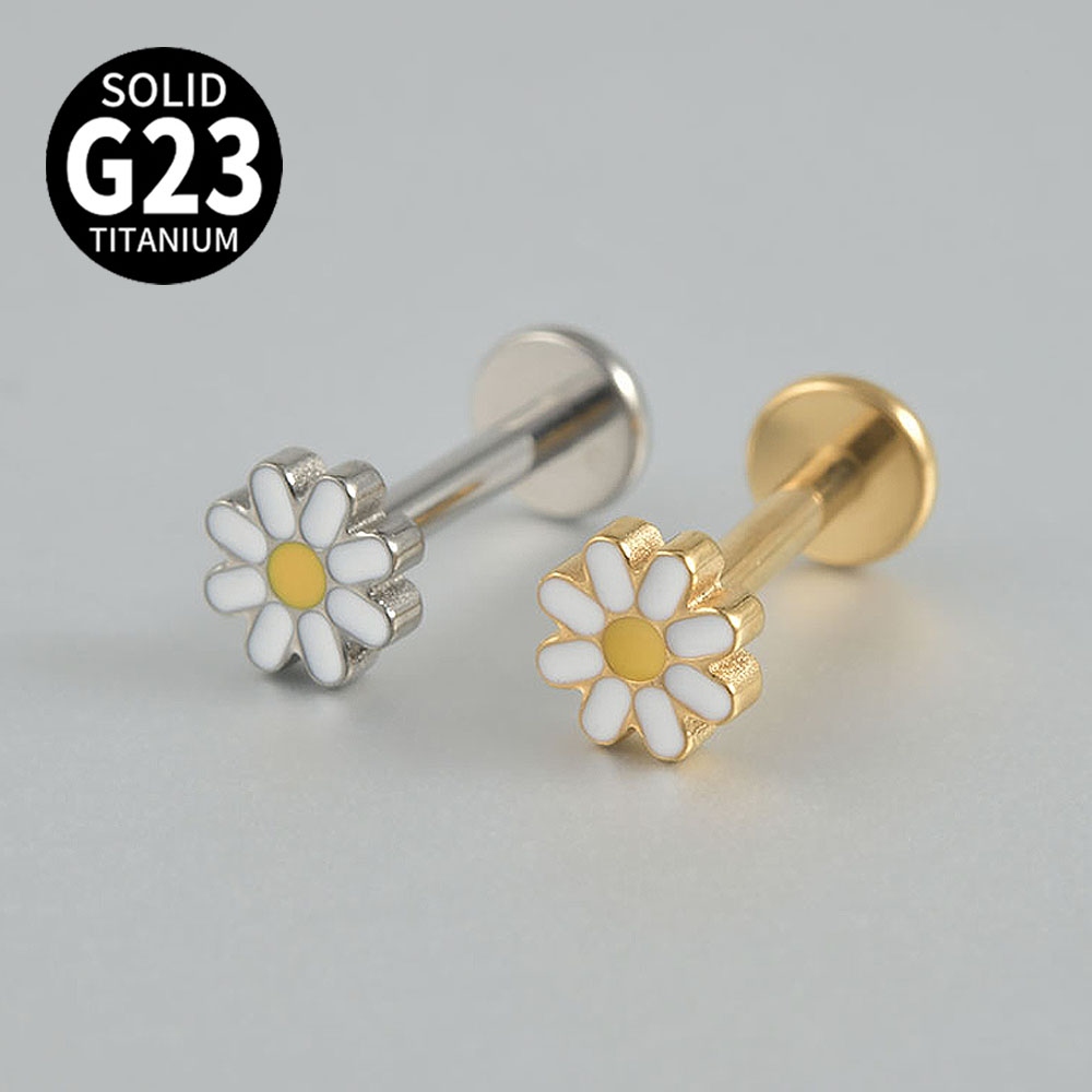 2-1PCS Titanium Daisy Sunflowe - Body Jewelry Threadless review and price