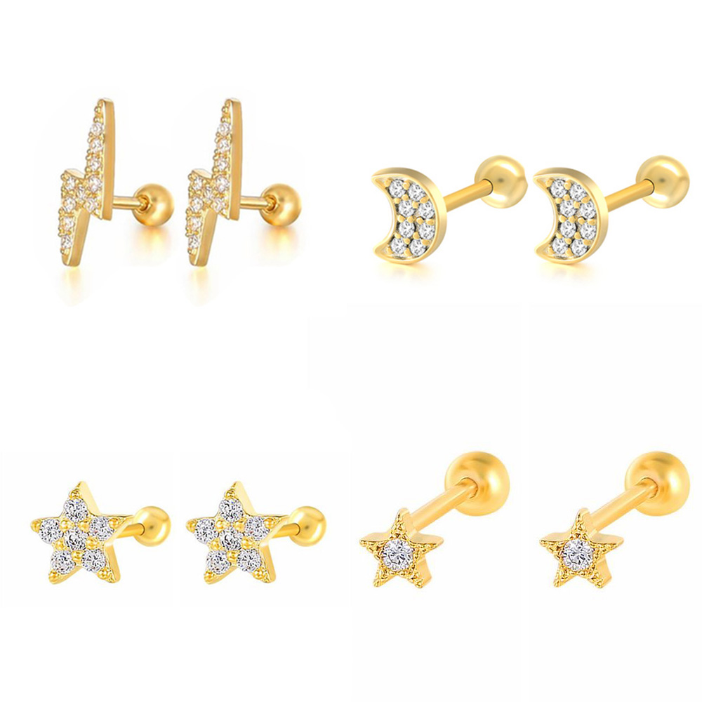 1PC Star Moon Lightning Zircon - Body Jewelry Labret review and price