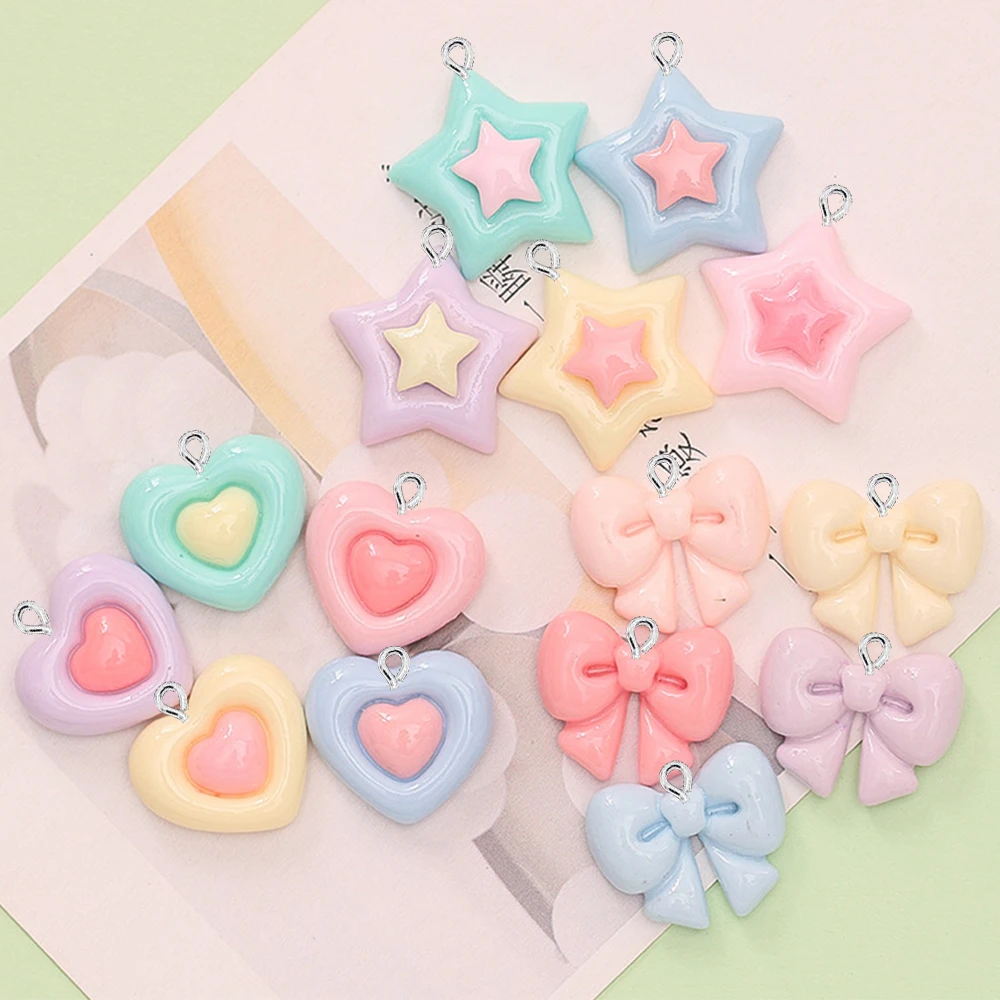 10PCS Shiny Star Heart Bow Ser - Star Flat Back review and price