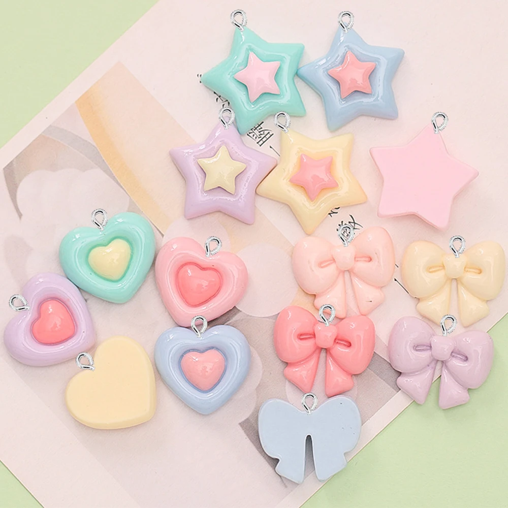 10PCS Shiny Star Heart Bow Ser - Star Flat Back review and price