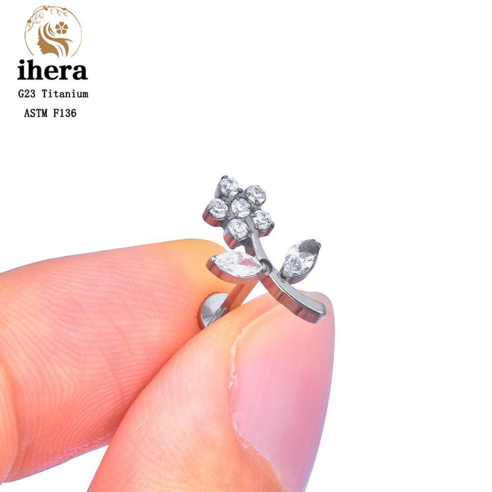 Flower Leaf Pattern Piercing E - Body Jewelry Labret review and price