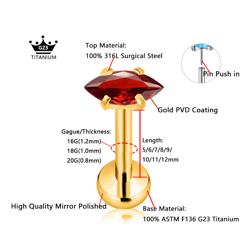 ASTM F136 G23 Titanium Marquis - Body Jewelry Threadless review and price