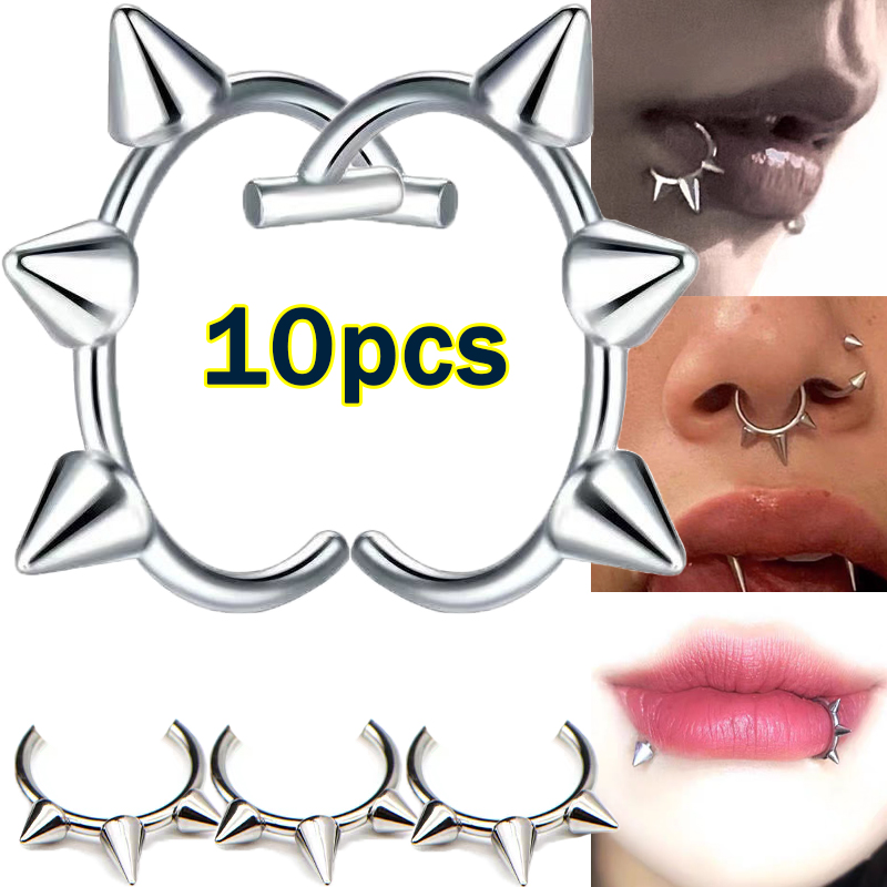 10pcs Punk Nose Ring One Nail  - Body Jewelry Labret review and price