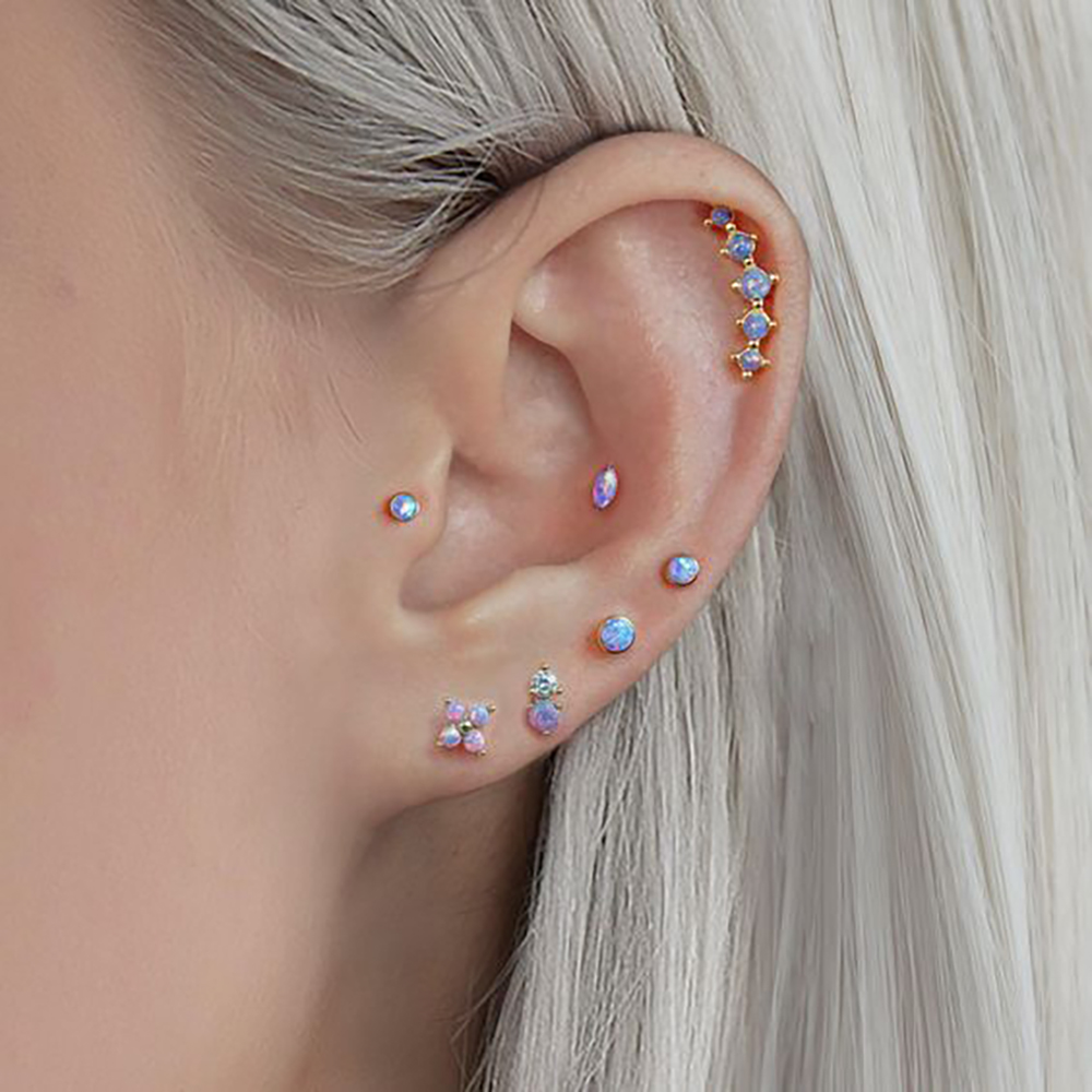 1PC Stainless Steel Opal Flowe - Body Jewelry Labret review and price