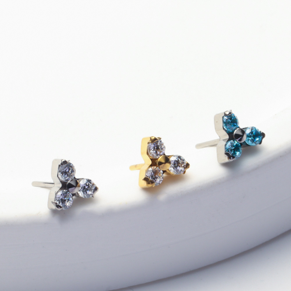 ASTM F136 Titanium Trinity CZ  - Body Jewelry Threadless review and price