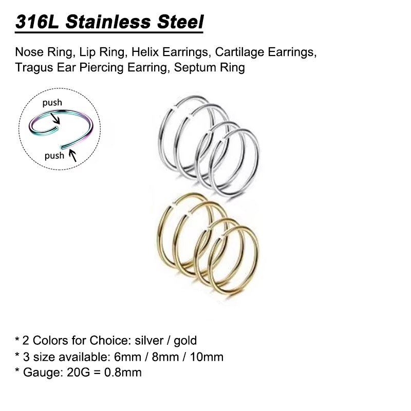 6pcs/lot Hypoallergenic Nose R - Body Jewelry Lot review and price