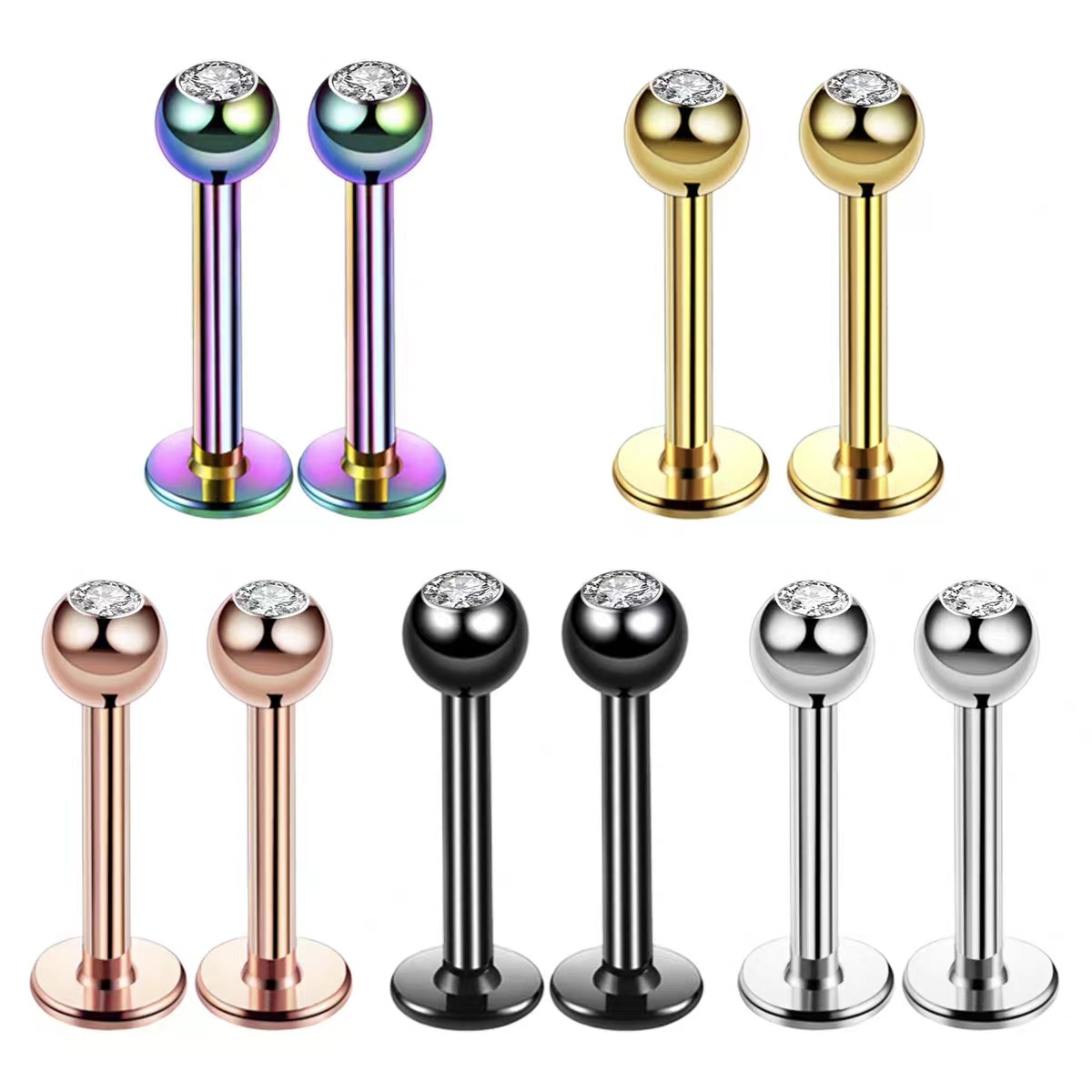 16G Surgical Steel Ball Top CZ - Body Jewelry Labret review and price