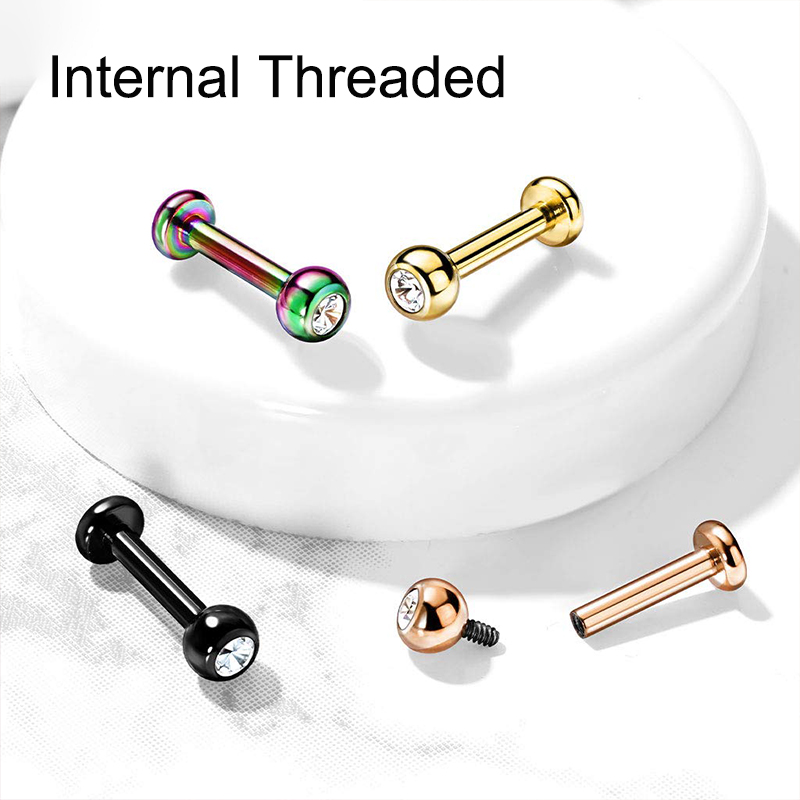 16G Surgical Steel Ball Top CZ - Body Jewelry Labret review and price