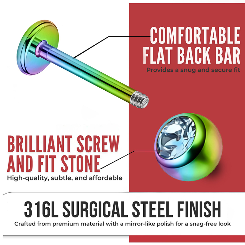 16G Surgical Steel Ball Top CZ - Body Jewelry Labret review and price