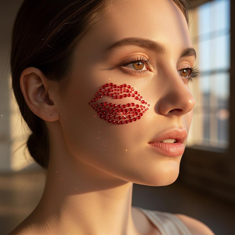 1 Sheet Realistic Red Kiss Lip - Body Jewelry Stickers review and price