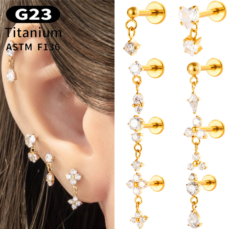 1PC G23 Titanium 16G Labret St - Body Jewelry Threadless review and price