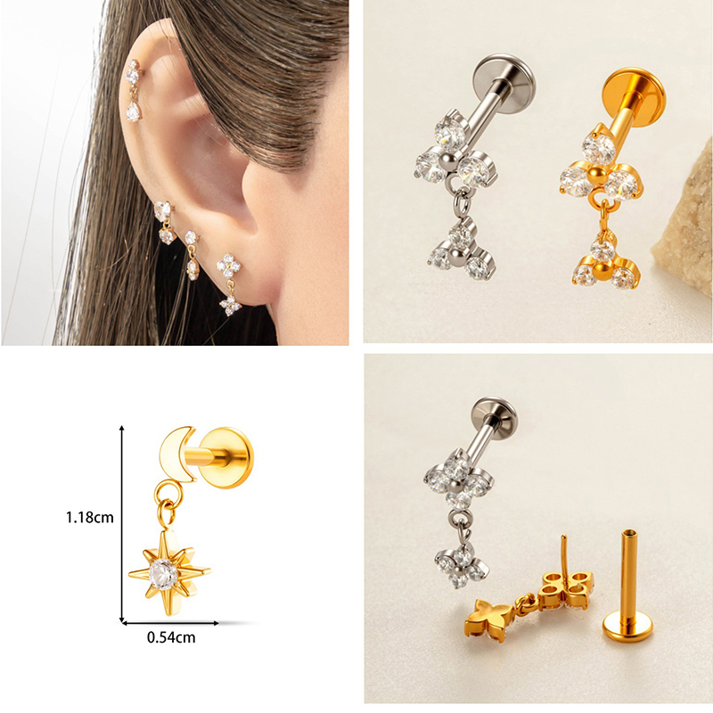 1PC G23 Titanium 16G Labret St - Body Jewelry Threadless review and price