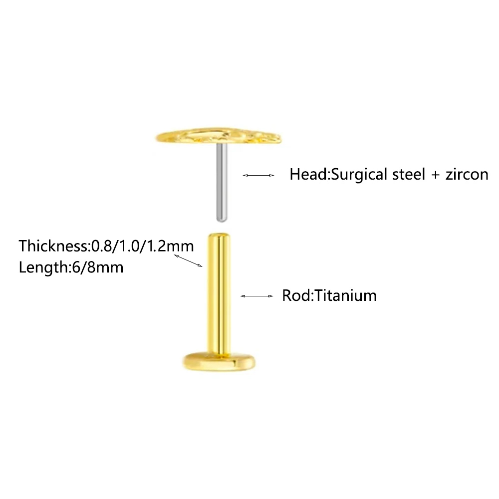 ASTM F-136 Titanium Labret Pie - Body Jewelry Threadless review and price